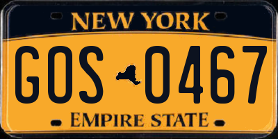 NY license plate GOS0467