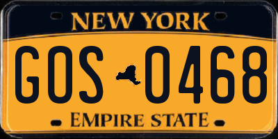 NY license plate GOS0468