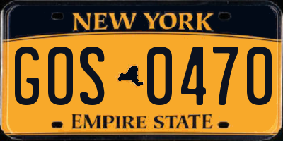 NY license plate GOS0470