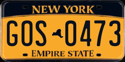 NY license plate GOS0473
