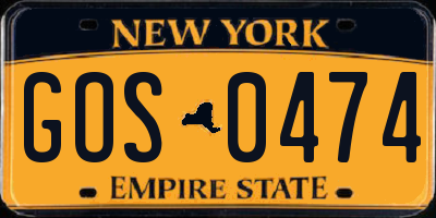 NY license plate GOS0474