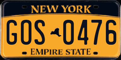 NY license plate GOS0476