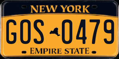NY license plate GOS0479