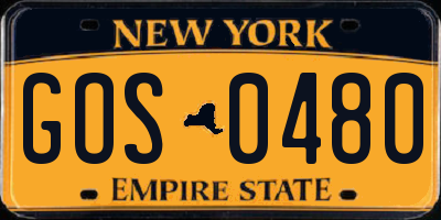 NY license plate GOS0480