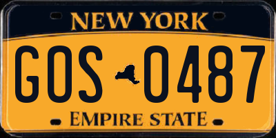 NY license plate GOS0487