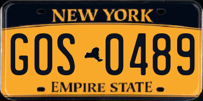 NY license plate GOS0489