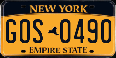 NY license plate GOS0490