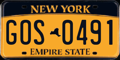 NY license plate GOS0491