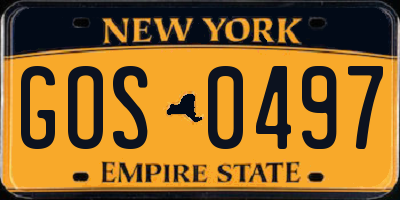 NY license plate GOS0497