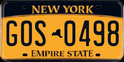 NY license plate GOS0498