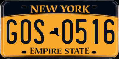 NY license plate GOS0516