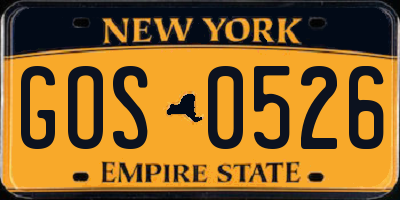 NY license plate GOS0526