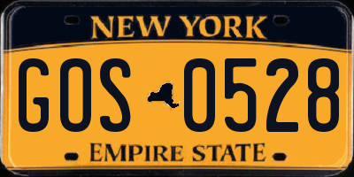 NY license plate GOS0528