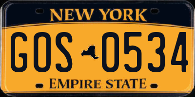 NY license plate GOS0534