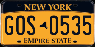 NY license plate GOS0535