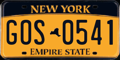 NY license plate GOS0541