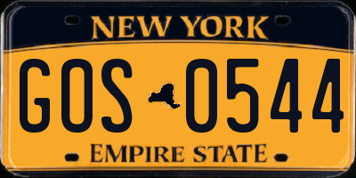 NY license plate GOS0544