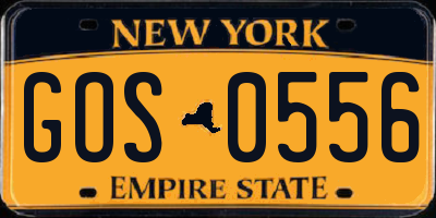 NY license plate GOS0556