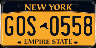 NY license plate GOS0558