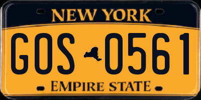 NY license plate GOS0561