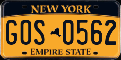NY license plate GOS0562