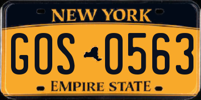 NY license plate GOS0563