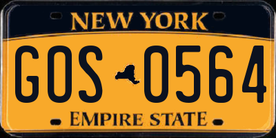 NY license plate GOS0564