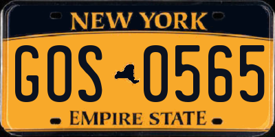 NY license plate GOS0565