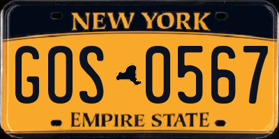 NY license plate GOS0567