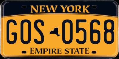 NY license plate GOS0568