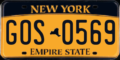 NY license plate GOS0569
