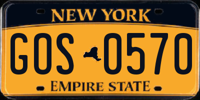 NY license plate GOS0570