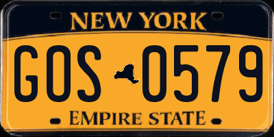 NY license plate GOS0579