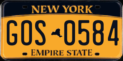 NY license plate GOS0584