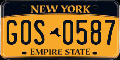 NY license plate GOS0587