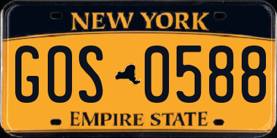 NY license plate GOS0588