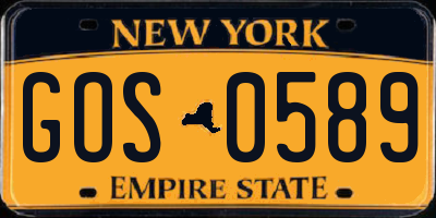 NY license plate GOS0589