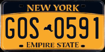 NY license plate GOS0591