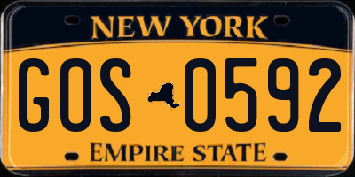 NY license plate GOS0592
