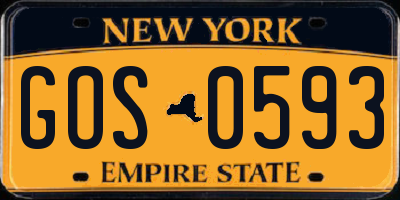 NY license plate GOS0593