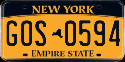 NY license plate GOS0594