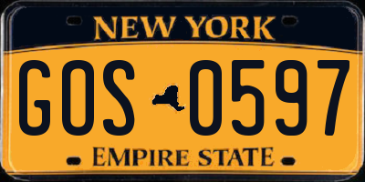 NY license plate GOS0597
