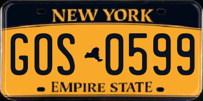 NY license plate GOS0599