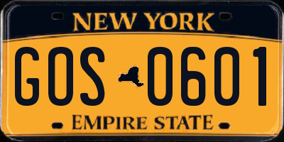 NY license plate GOS0601