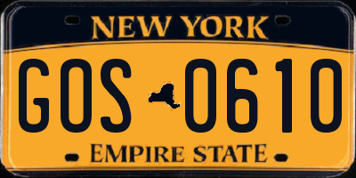 NY license plate GOS0610