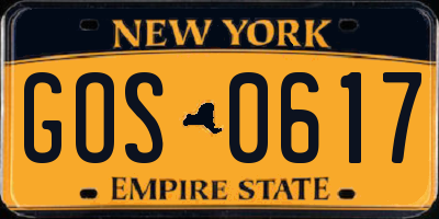 NY license plate GOS0617