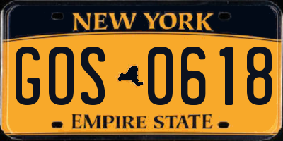 NY license plate GOS0618