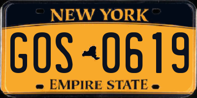 NY license plate GOS0619