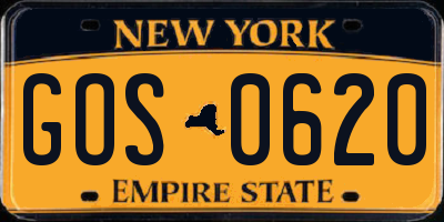 NY license plate GOS0620