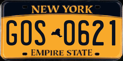 NY license plate GOS0621